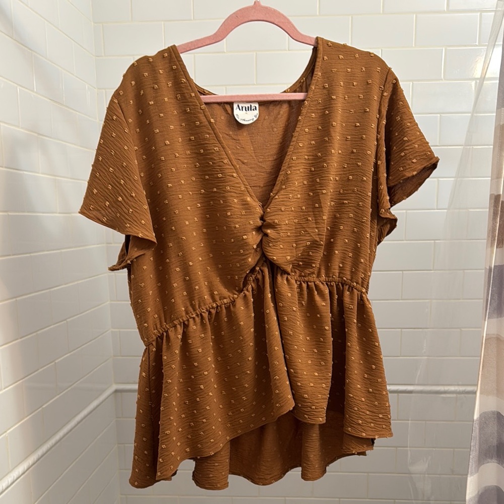 Arula Brown/Orange Textured Women's Top